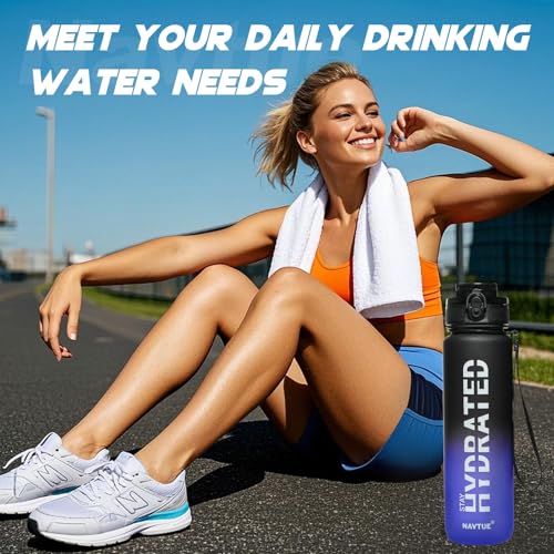 Image of Water Bottle 32 oz Motivational Time Marker Tritan Bottle