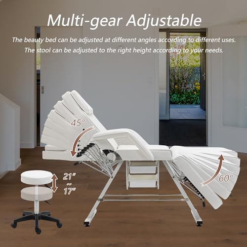 Massage-Salon-Tattoo-Chair-with-Two-Trays-and-Hydraulic-Stool-Esthetician-Bed-Adjustable-3-Section-Facial-Table-Barber-Spa-Beauty-Equipment-White