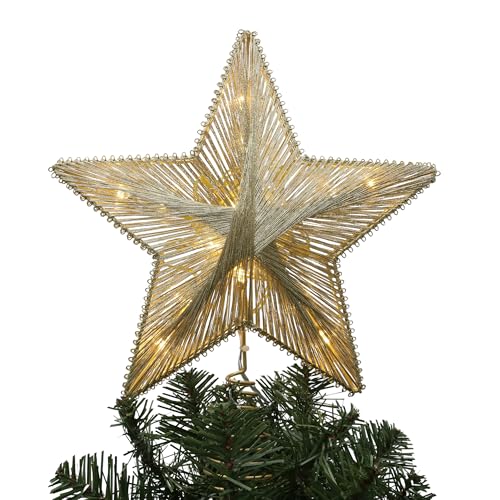 Philips 11.5' 2-Layer Gold Metallic String Star Treetopper with Coil - 3 Functions with Control Box - UL Listed for Indoor Use - 15 Bicolor Microdot LEDs Christmas Tree Topper