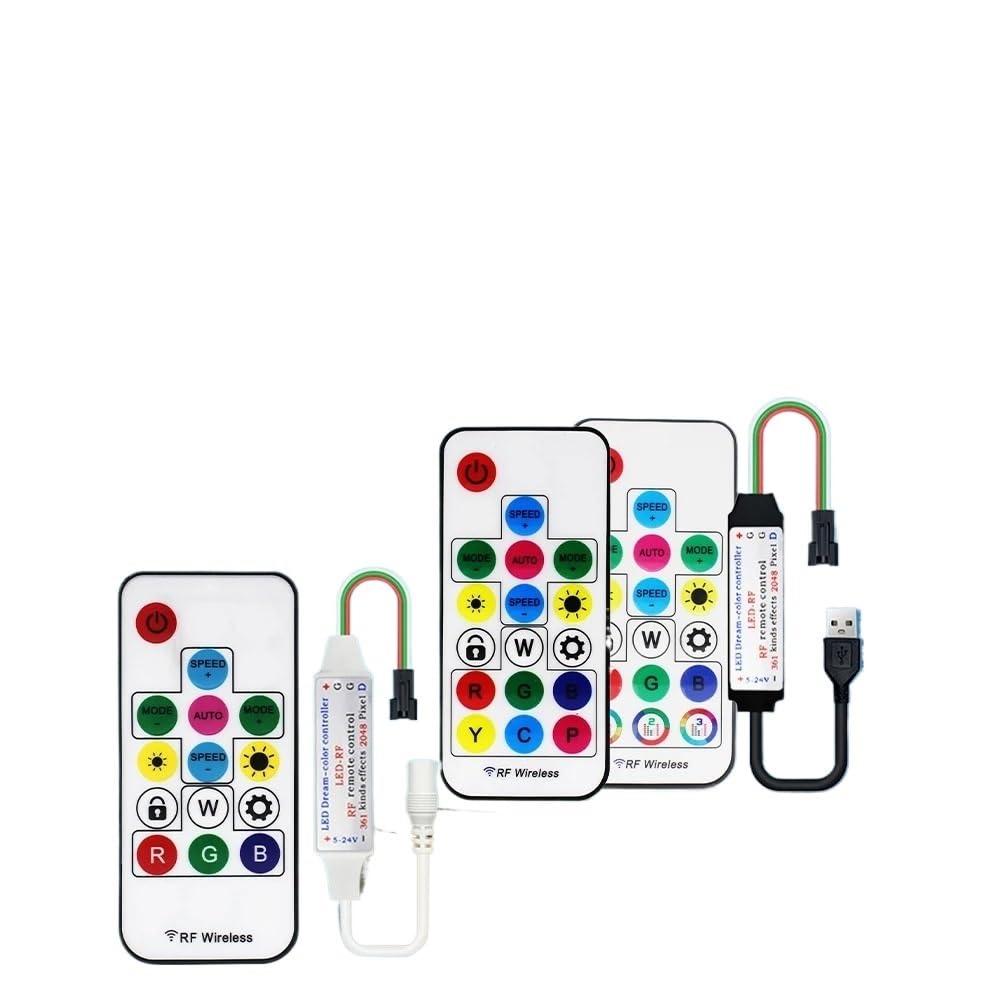 WS2811 WS2812B W2815 RGB LED Controller Pixel USB DC RF14/17 Tasti Wireless SPI Led Nastro di Controllo Remoto USB DC 5 V 12 V 24 V (Color : DC RF 17K LOCK)