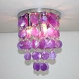 OOVOV Lámpara de techo de cristal de concha natural para dormitorio, cocina, baño, balcón, pasillo, escaleras, lámpara de techo (morado)