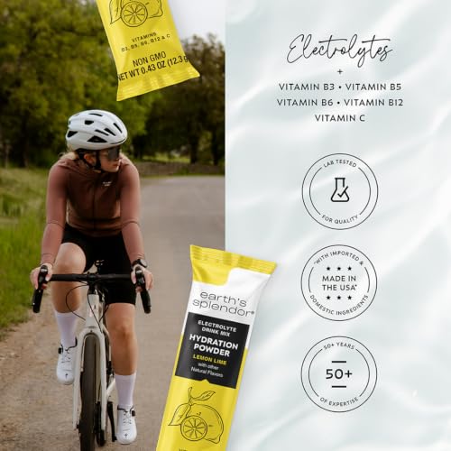 Image of Earth's Splendor Hydration Powder Sugar Free Lemon Lime Electrolyte Mix | Zero Sugar Drink Mix Electrolytes Daily Hydration Refreshing Flavor Energy Support Ten Servings