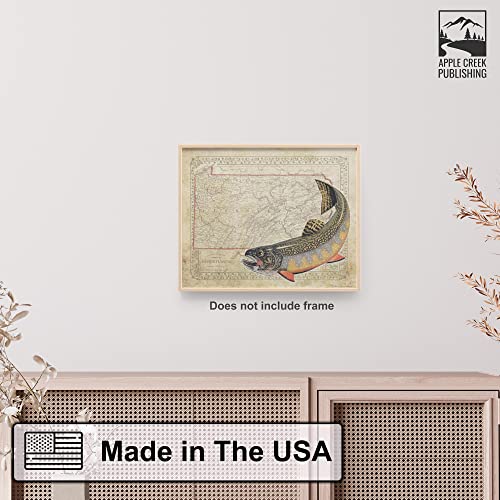 Apple Creek Pennsylvania State Map Brook Trout Unlimited Fly Fishing Art Print 11X14 Rainbow Brown Cabin Decor Pictures thumb #3