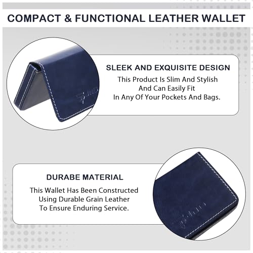 Image of JnD Notebook Card Holder Wallet - Slim, Multi-Functional, Premium Leather, RFID Blocking, Secure Closure, Compact, Durable, Stylish (Blue)