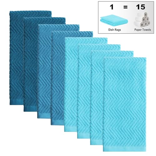 Image of 100% Cotton Kitchen Dish Towels Set, 16 inch x 25 inch Super Absorbent and Soft Kitchen Towels, Pack of 8 Dish Cloths for Drying Dishes (400 GSM)