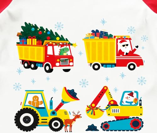 Image of Tkria Boys Girls Christmas Shirts for Kids Deer Monster Truck Excavator T-Shirt Long Sleeve Sweatshirt Toddler Tee Top 2-10T