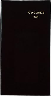 AT-A-GLANCE Fine Diary 2024 Weekly & Monthly Diary, 3" x 6", Pocket Size, Black (72020524)