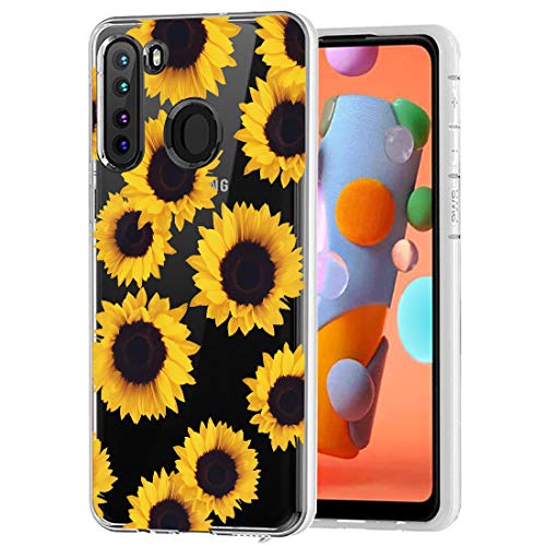 Coque Samsung A21 florale transparente en silicone souple anti-choc