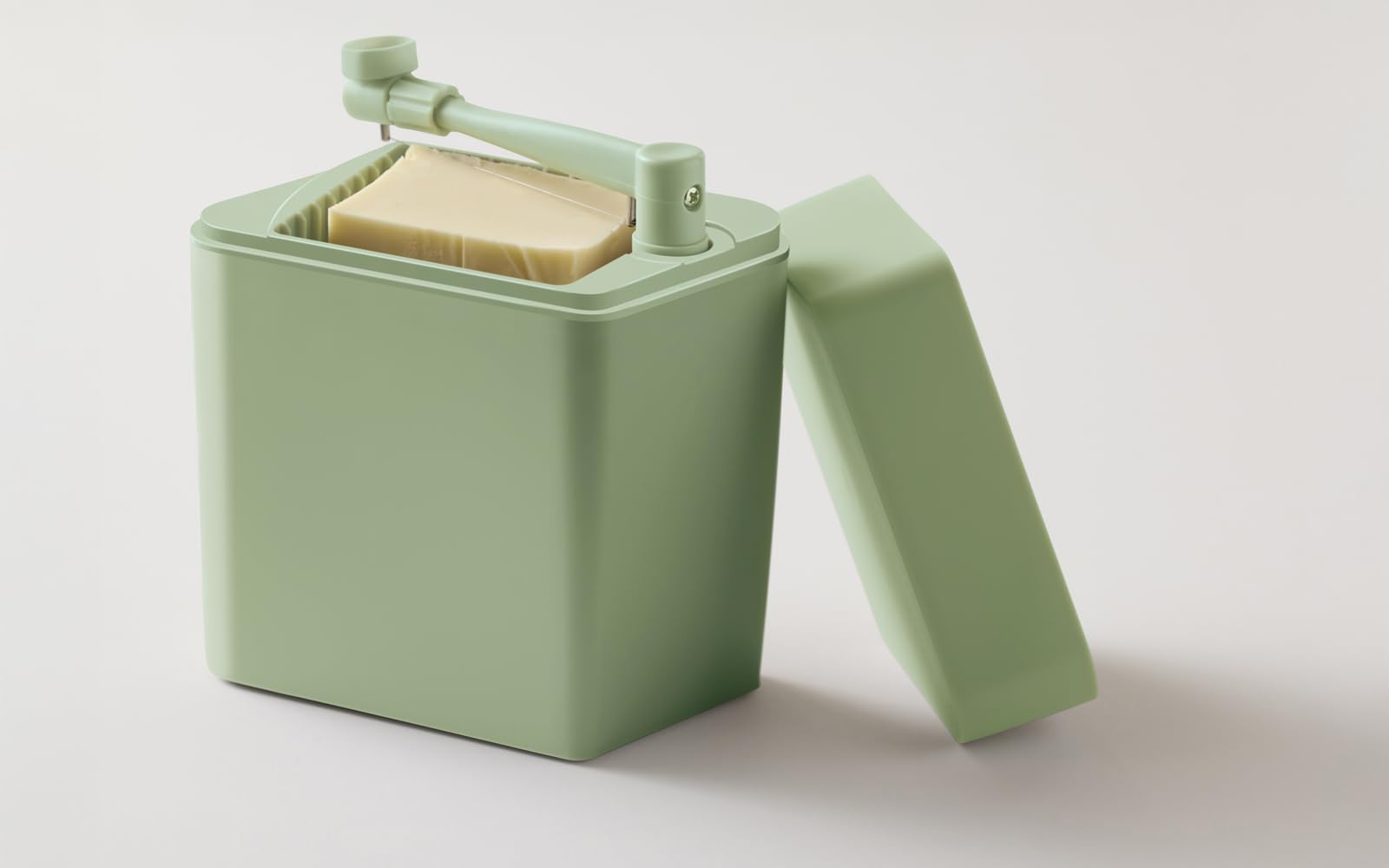 Rosti Classic Käsebox mit Deckel und integriertem Käseschneider, 16,5 x 10 x 19 cm, Kunststoff, Spülmaschinenfest, Misty Green