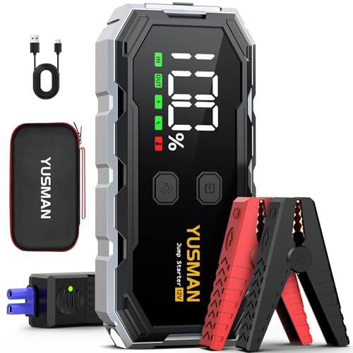 YUSMAN Starthilfe Powerbank für PKW | 6000A Autobatterie Booster für alle Fahrzeuge & 10.0L Diesel mit LED-Taschenlampe, Großdisplay & Springkabel – Ideal für SUV, Motorräder, Rasenmäher
