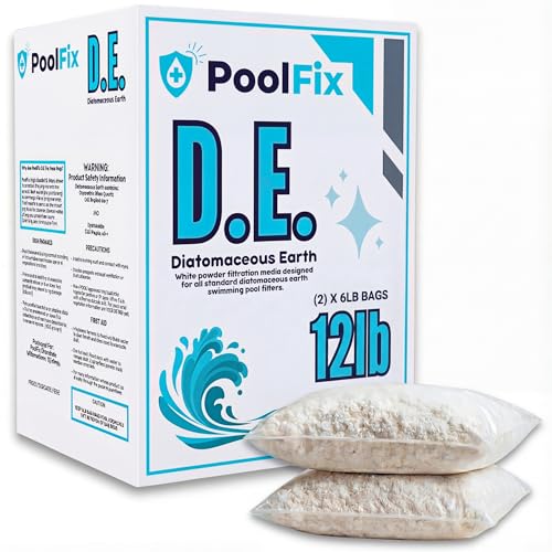 DE Pool Filter Powder – Diatomaceous Earth Pool Filtration Media – DE Filter Powder for Water Clarity - 12LB Bags for Crystal Clear Swimming