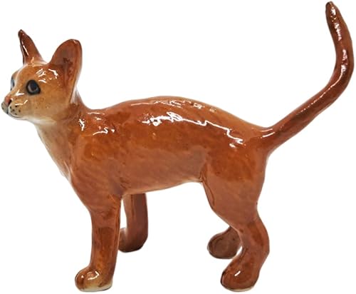 Miniatura 7 de WitnyStore Figura de cerámica marrón de 2 pulgadas con aspecto de gato a la izquierda, decoración de terrario, estatua coleccionable para