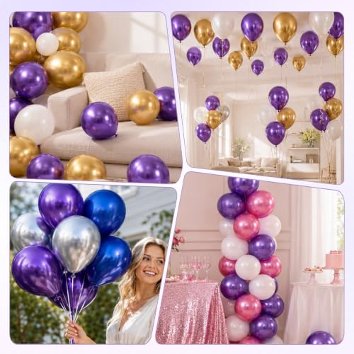 Image of Metallic Purple Balloons, 12 Inch Chrome Purple Latex Party Balloon