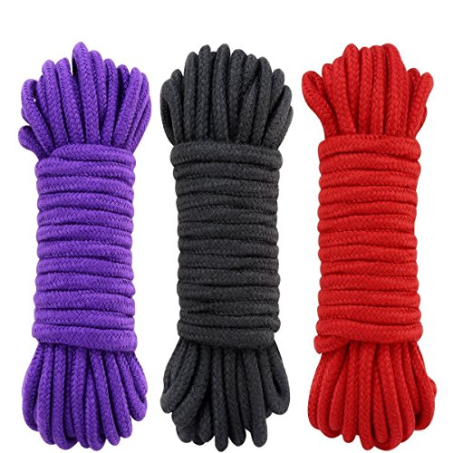 UWIME 3-Pack 32 Feet 10 Meter Soft Twisted Cotton Knot Tying Rope