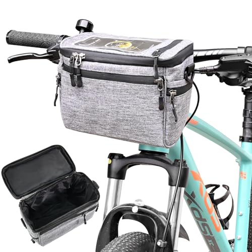 Lenkertasche Fahrrad Fahrradkorb Vorne 5L, Multifunktionaler Fahrradtasche...