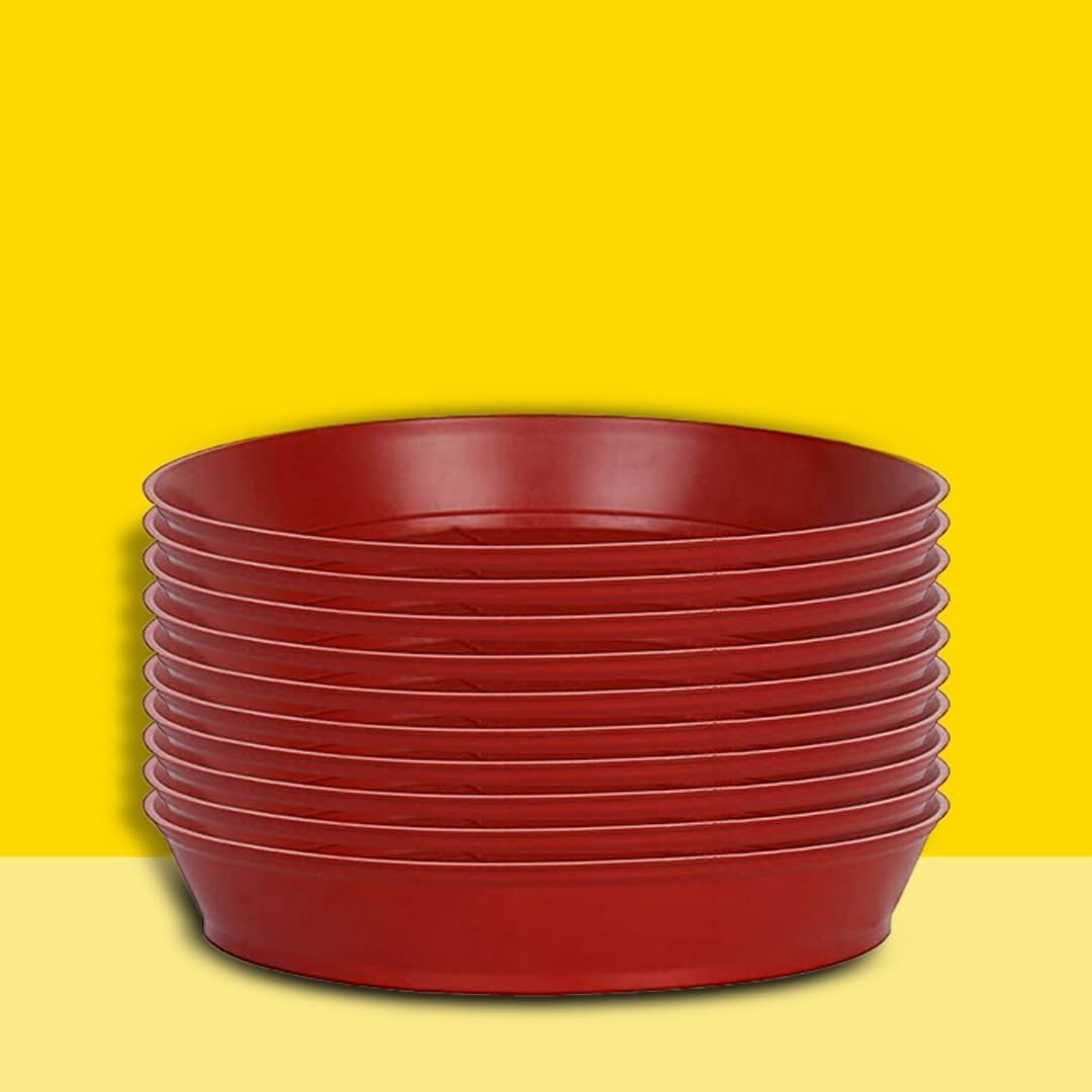 Ocean Mart- Planter Bottom Trays - 10 Pcs (6 * 8 Inch, Red) | Planter Water Drip Trays |Plastic Plant Saucer | Drainage Trays for Home & Outdoor Plants | Sturdy Gamla Pot Trays (B0CVVRRYSH) Amazon Price History, Amazon Price Tracker