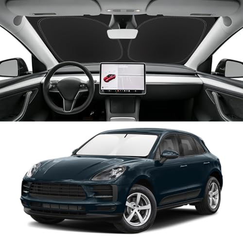 SLOGENTO Custom Fit Windshield Sun Shade for Porsche Macan 2014-2026, Blocks UV & Heat, Front Window...