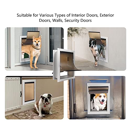 Ipetba Pet Door For Wall, Aluminum Frame Telescoping Tunnel, Durable Magnetic Double Flaps Dog Door Cat Door With Security Lock, Extra Handrail, Easy To Install (Pets Up To 110 Lbs) - Large #TOP1