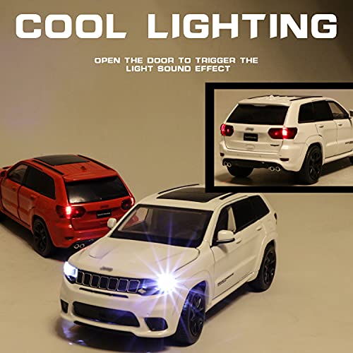 Car Model 1/32 Scale Grand Cherokee Pull Back Diecast Vehicles Toys, Alloy Model Car Collection Mode For Kids,Adult,Boyfriend Gift(White) #TOP5