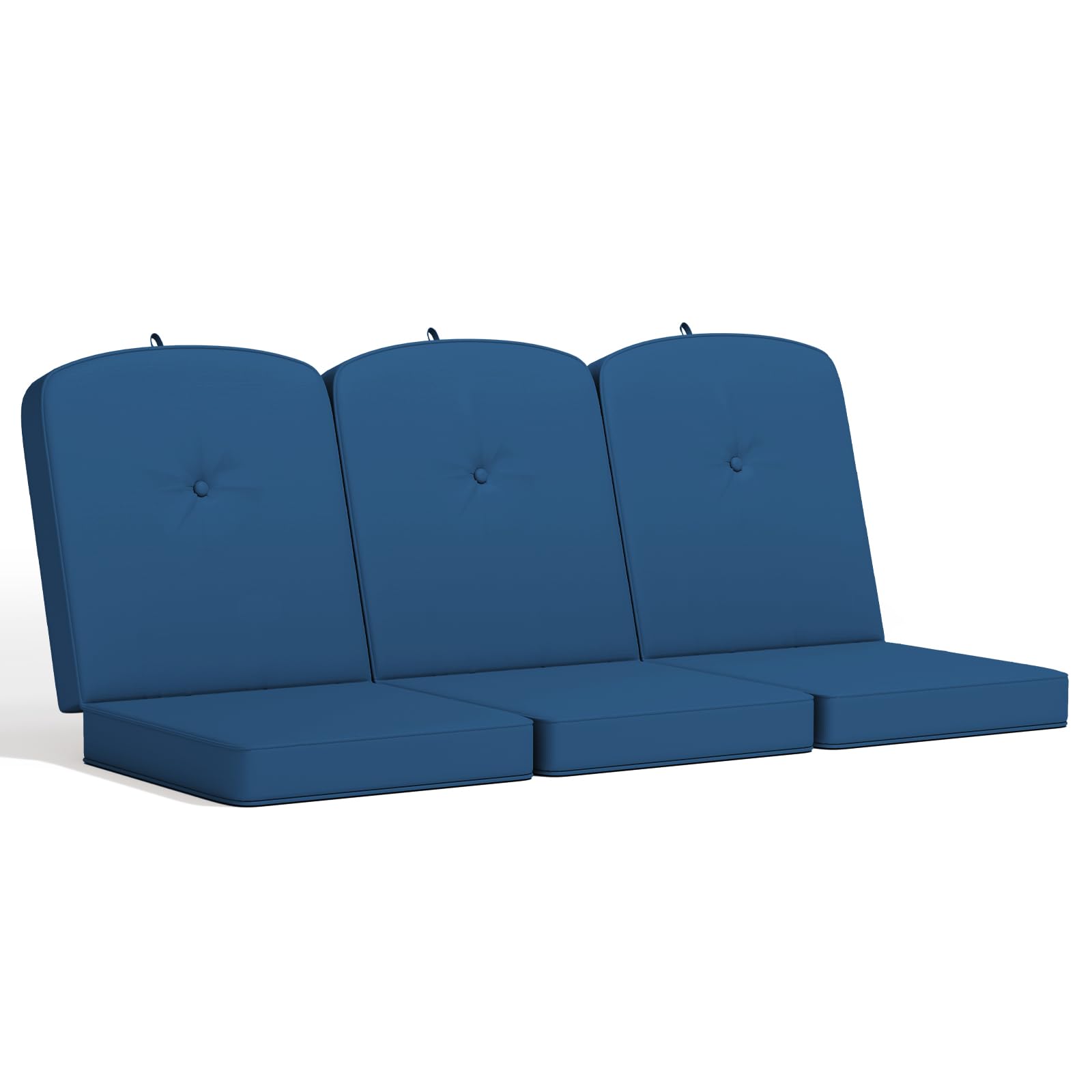outdoor porch swing cushions 3 seater, replacement cushions for outdoor swing, patio swing cushion 25d foam (blue, 61.5x39x3in)
