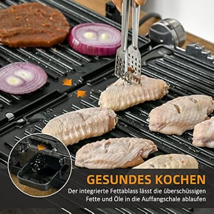HOMCOM Kontaktgrill Elektrogrill für 4 Scheibe Sandwiches Toasts Steak Panini 2000W Tischgrill BBQ mit regelbarem… – Bild 7