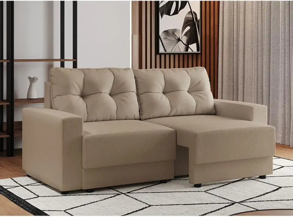 Sofá 2 Lugares Retrátil Lubeck Linho Bege