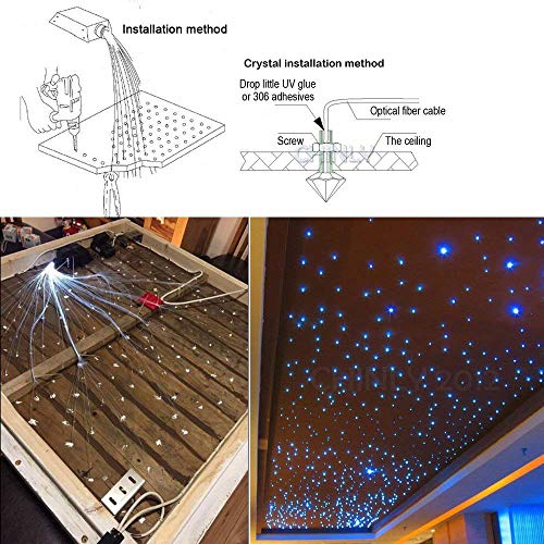 CHINLY Bluetooth Twinkle 10W RGBW APP/Remote LED Fiber Optic Star Ceiling Lights Kit 200pcs 0.75mm 6.5ft Optical Fiber+5 Crystals - Thumbnail 7