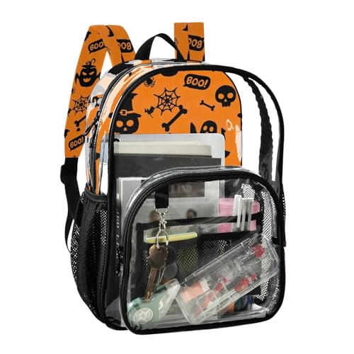 Halloween Black Ghosts Clear Bag for Women Travel Kids Girls Backpack Boys Large Plastic Approved Bag2
