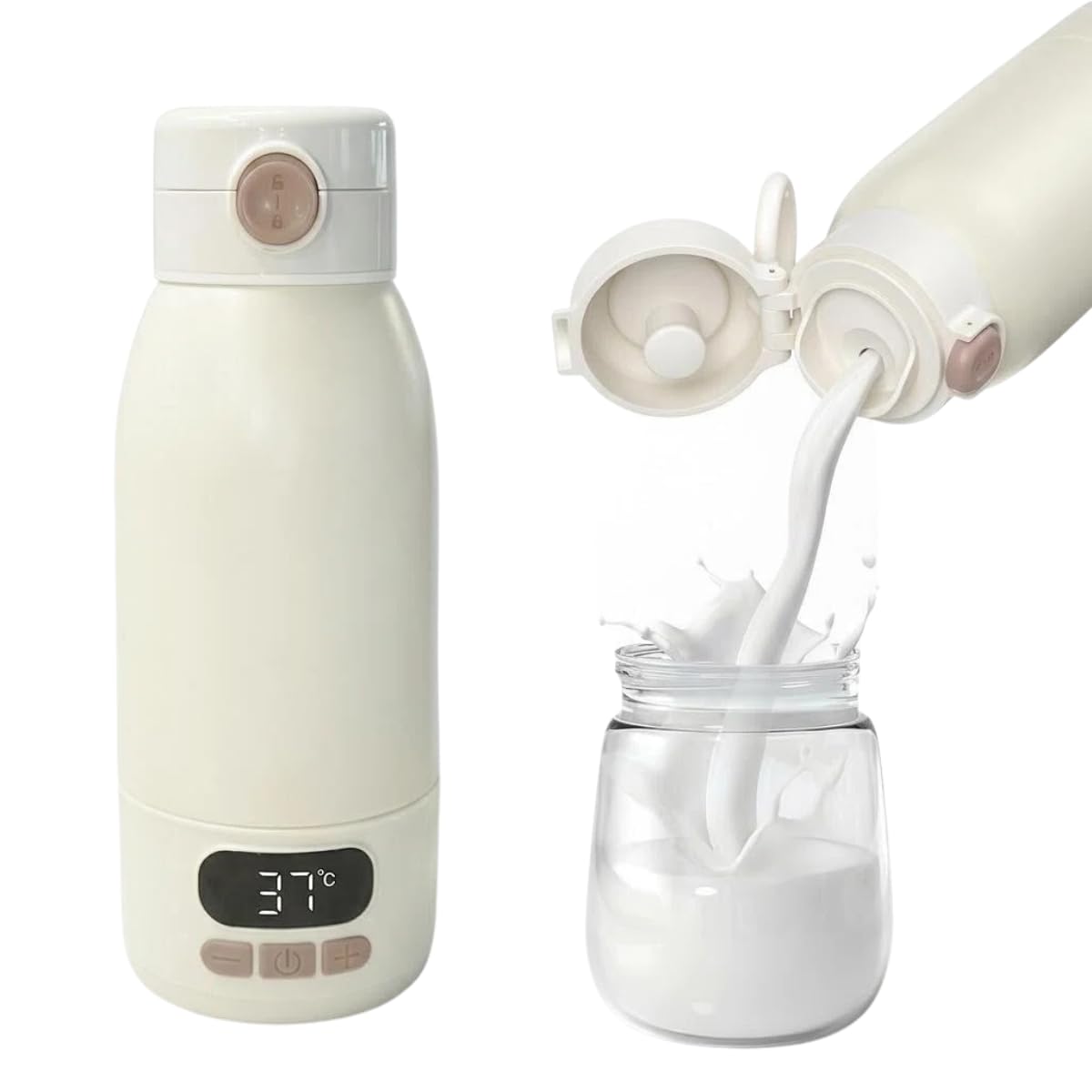 Calienta Biberones Portatil USB Recargable con Control 37°C – Calentador de Biberones y Leche Materna, Termo Biberón Bebé Acero Inoxidable, Calentador Leche Portátil Viaje