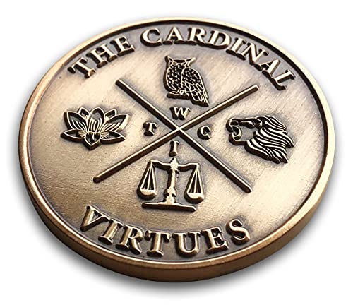 STOIC STORE UK Cardinal Virtues Coin - Heavy Brass Antique Bronze Stoic Virtues Coin - Wisdom/Courage/Justice/Temperance STOIC STORE UK Cardinal Virtues Coin - Heavy Brass Antique Bronze Stoic Virtues Coin - Wisdom/Courage/Justice/Temperance