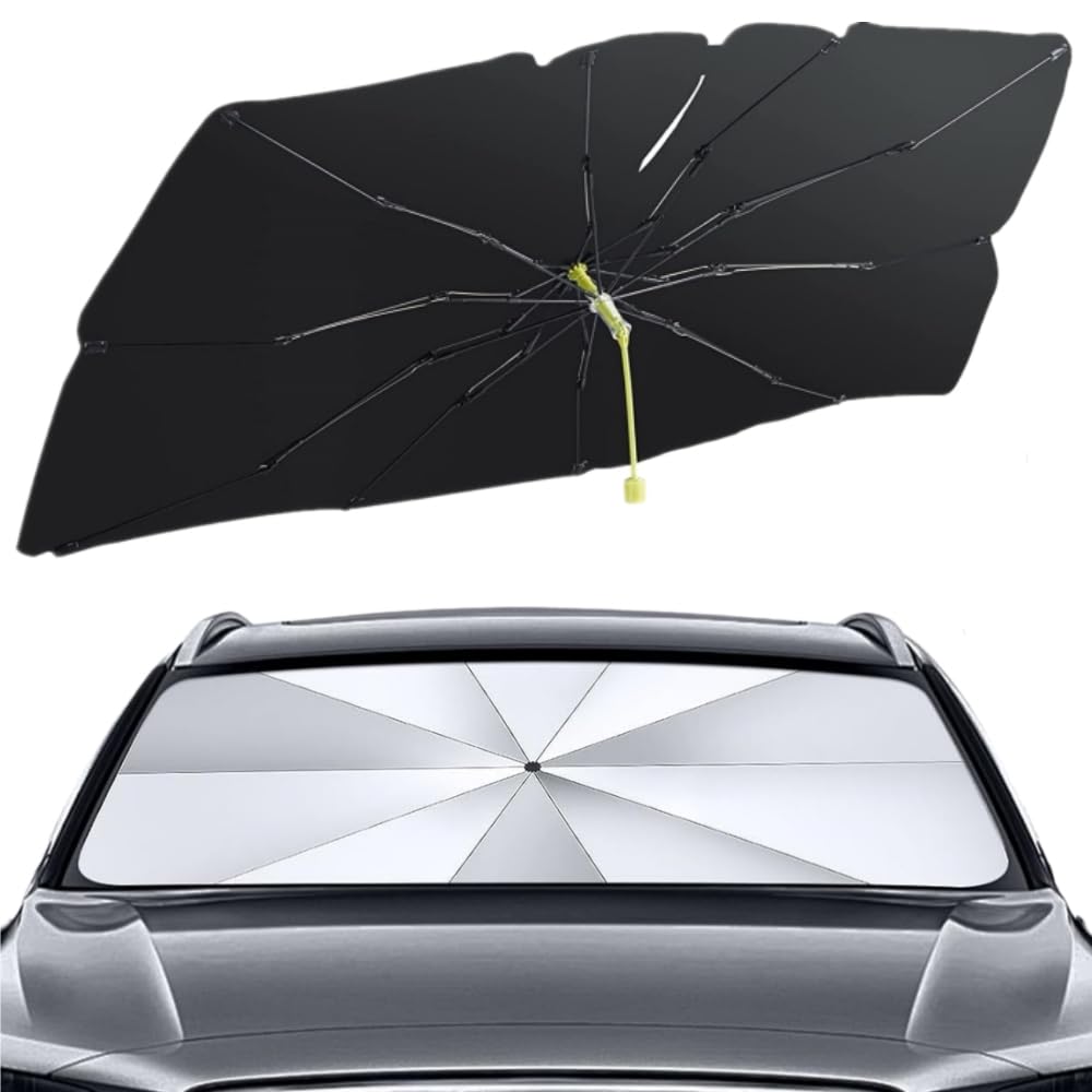 CompraFun Sonnenschutz Auto Frontscheibe, Auto Windschutzscheibe Sonnenschutz Innen 140 x 75 cm, Faltbarer Auto Sonnenschirm für Frontscheibe UV-Schutz, Geeignet für Meisten Autos, SUVs, Lastwagen
