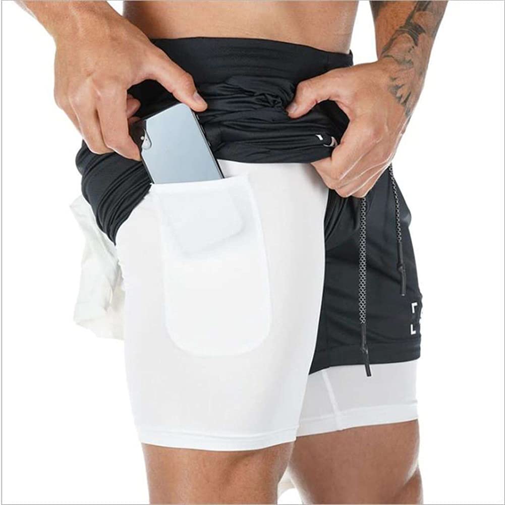 Pantaloncini 2 In 1 Uomo – Sport, Corsa, Palestra – Con Leggings Incorporati