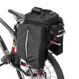 ROCKBROSリアバッグ 自転車 パニアバッグ 自転車サイドバッグ 大容量 17L-35L拡張可能 仕切り板/防水カバー付き 多機能 カメラバッグ ツーリングバッグ（ブラック）