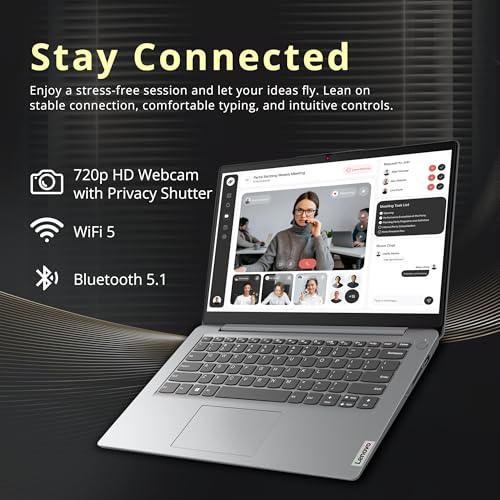 Image of Lenovo IdeaPad 1i 14 inch HD Business Laptop with 1 Year Office 365, Intel Celeron N4500, 8GB RAM, 1.38TB Storage (128GB eMMC+256GB SSD+1TB Docking Station), Intel UHD Graphics, Webcam, Win 11 Pro, Gray
