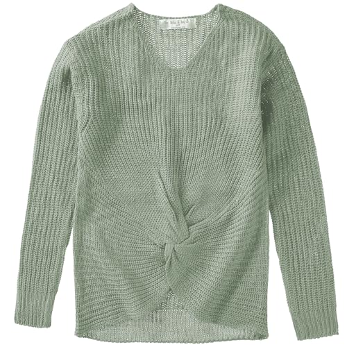 Jolie & Joy Girls Knot Front Pullover Shaker Knit Sweater