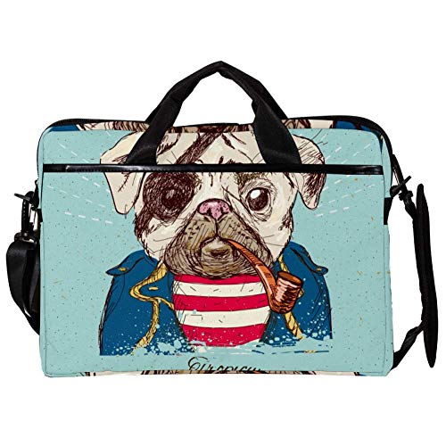Funda para portátil de 14 y 15 pulgadas con divertido diseño de carlino pirata para el ordenador