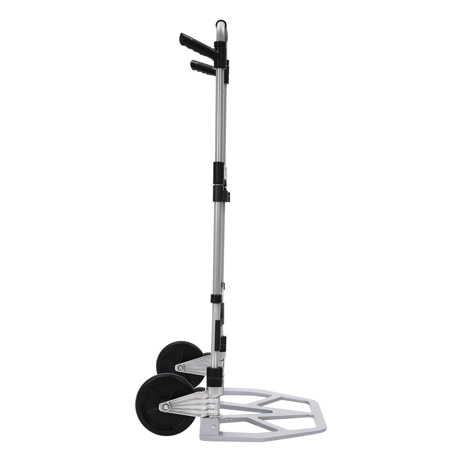 Carro de transporte 2 en 1, carretilla de mano y plataforma de aluminio, plegable, sistema de transporte, mango telescópico, incluye ruedas y cuerdas expansoras de hasta 120 kg
