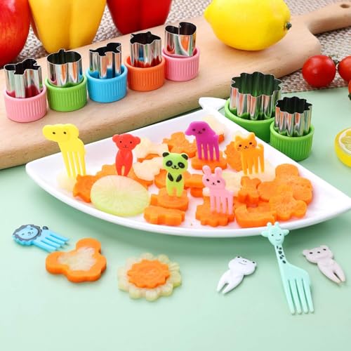 Image of 48 Pcs Vegetable Cutter Shapes Set, Cute Fruit Shape Cutters, Food Cutters for Kids Lunch, Cookie Stamps Food Decorative Kids Baking and Food Supplement Tools