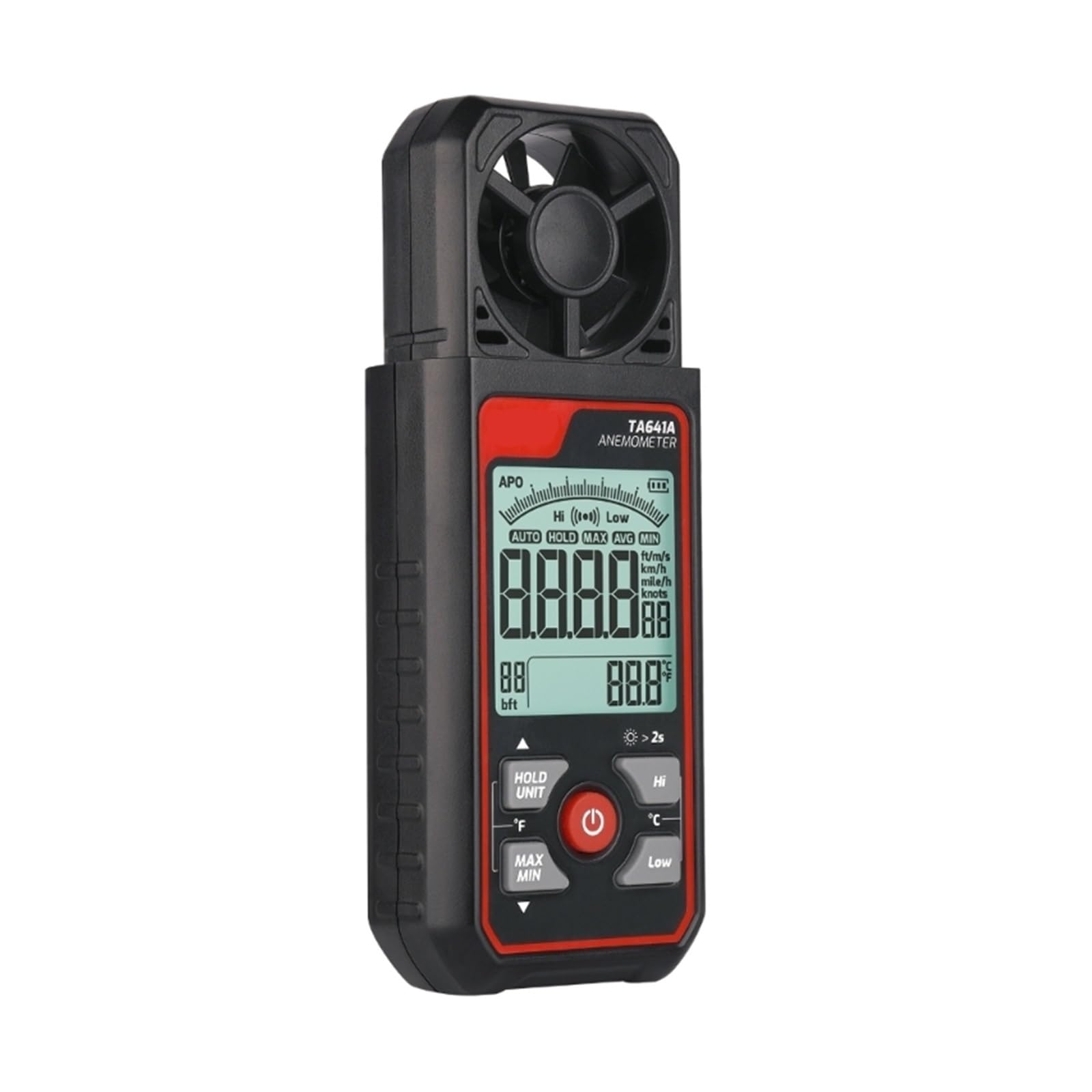 Anemometer, tragbares digitales LCD-Windgeschwindigkeitsmessgerät zur Messung von Windchills(TA641B)