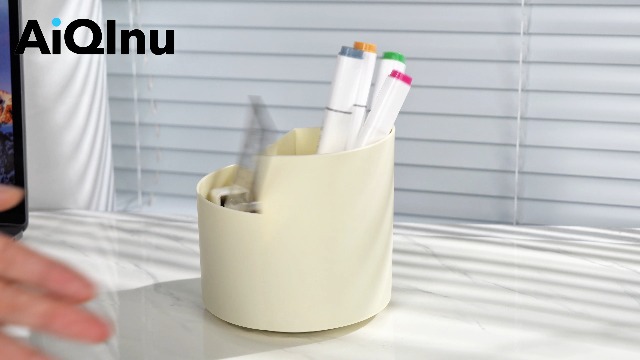 Organisateur De Bureau Rotatif En Bois - 10 Compartiments Pour Stylos, Crayons, Maquillage, Accessoires