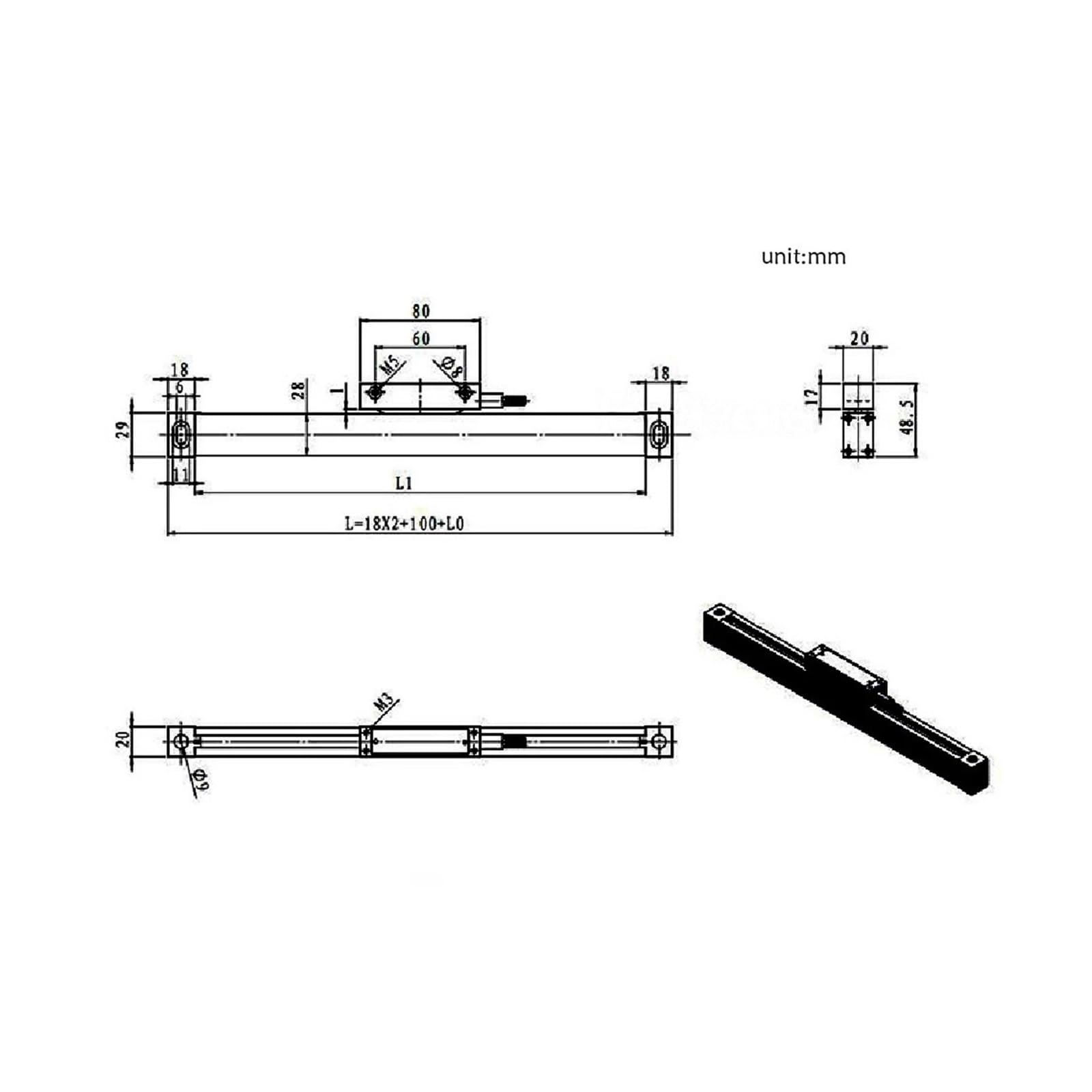 Liniowa linijka optyczna enkodera 0,005 mm 5 V czujnik pomiarowy wyświetlacz cyfrowy (Travel 850mm 5um)