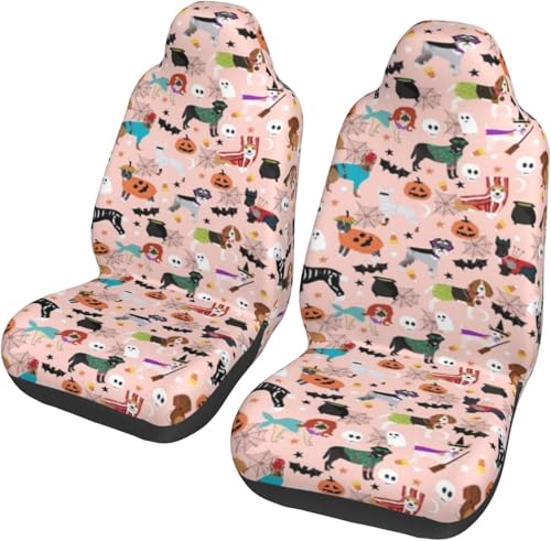 犬柄 2枚セット カーシートカバー 前席用 取付簡単 背面フルカバー ブラック 運転席 助手席 軽 防汚 気性 洗える 車用 シート カバー 軽自動車/普通車用 四季適用