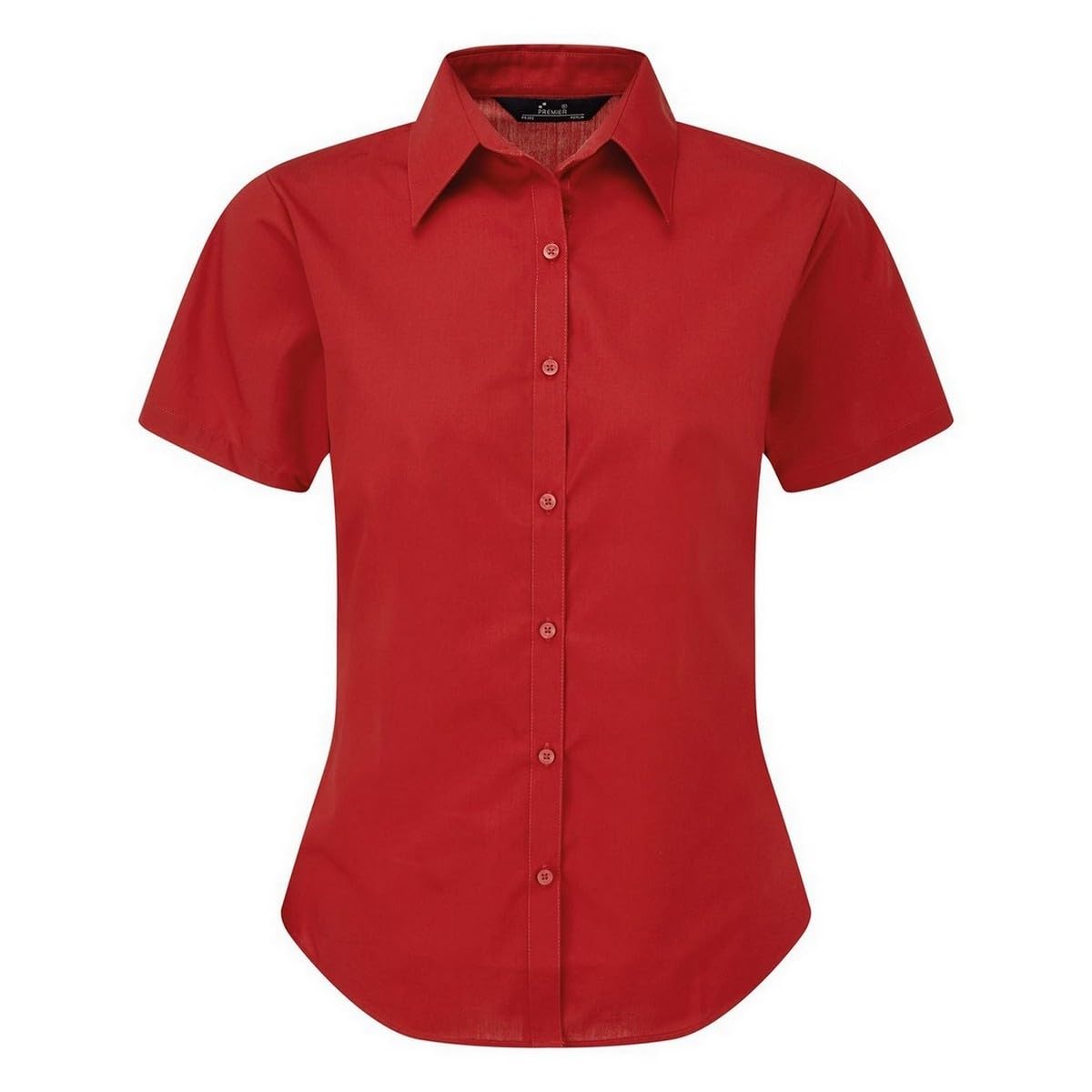 Premier Short Sleeve Poplin Blouse/Plain Work Shirt (24) (Red)