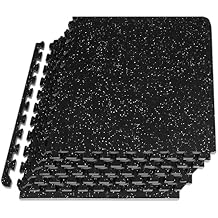 ProsourceFit Rubber Top Exercise Puzzle Mat 12-inch, EVA Foam, Protective Interlocking Tiles for Home Gym Equipment and Workouts; Grey, 24 SQ FT, 6 Tiles