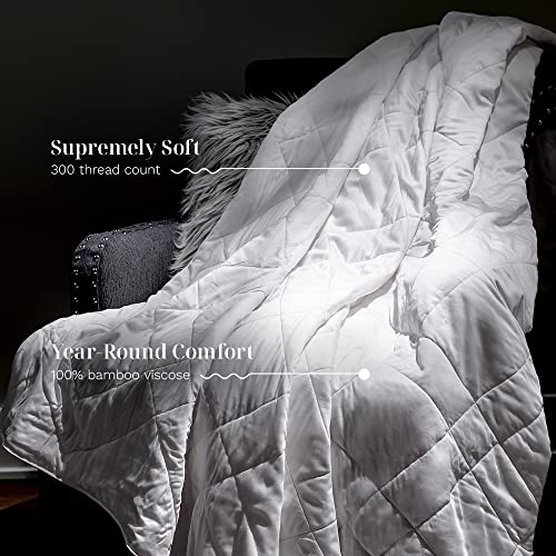 Image of LUXOME Lightweight Blanket | 100% Rayon (Viscose) from Bamboo Fabric & Fill | King /Cal King - 98 inchx92 inch | Thermal-Regulating | White