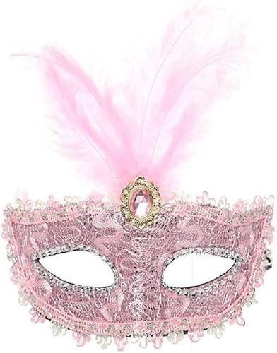 Miniatura 6 de YHan Máscara de plumas para mujer, disfraz veneciano de Halloween, Mardi Gras, para fiesta, baile de graduación, accesorio divertido para cosplay