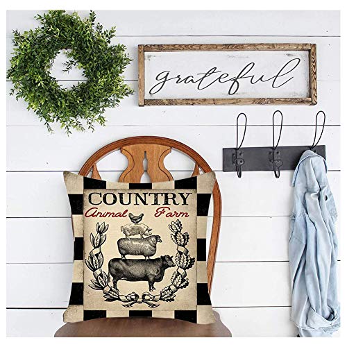 Rustic-Farmhouse-Pillow-Covers-Farm-Animal-Throw-Pillow-Case-Buffalo-Plaid-Sheep-Chicken-Pig-Cow-Country-Cushion-Cover-for-Couch-Sofa-Cotton-Linen-18×18-Set-of-4 Rustic Farmhouse Pillow Covers Farm Animal Throw Pillow Case Buffalo Plaid Sheep Chicken Pig Cow Country Cushion Cover for Couch Sofa Cotton Linen 18×18 Set of 4