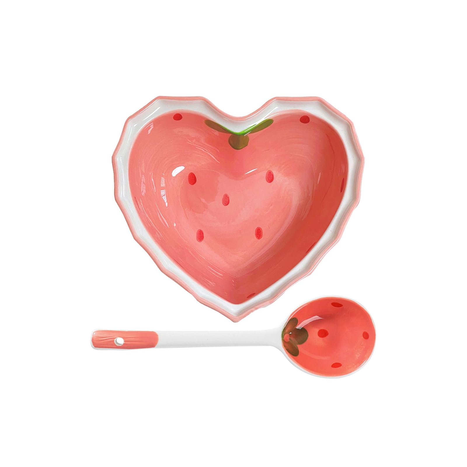 Vaisselle en Céramique Résistante GARVALON Ensemble Bol Cœur Fraise de Qualité Supérieure