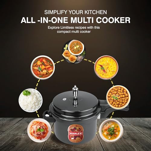 Image of Marlex Maestro Aluminum Hard Anodized Outer Lid Pressure Cooker, Black (3 Liters)