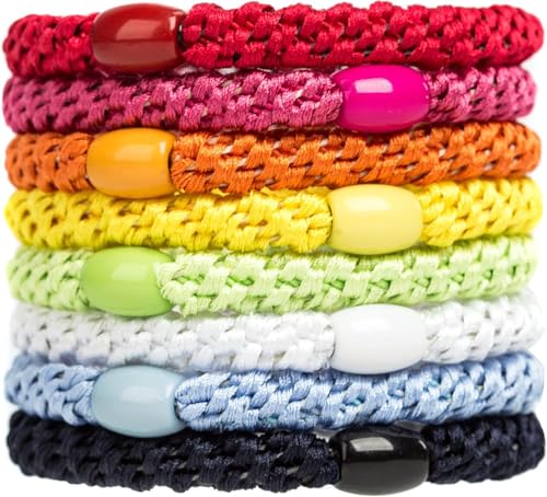 Arvoni 8 Piezas Elásticas para el Pelo para Mujeres, Tejido Suave Gomas del Pelo Elásticas Multicolor, Colores Mezclados Gomas para el Pelo para Pelo Fino, Grueso, Medio, Largo, chinos